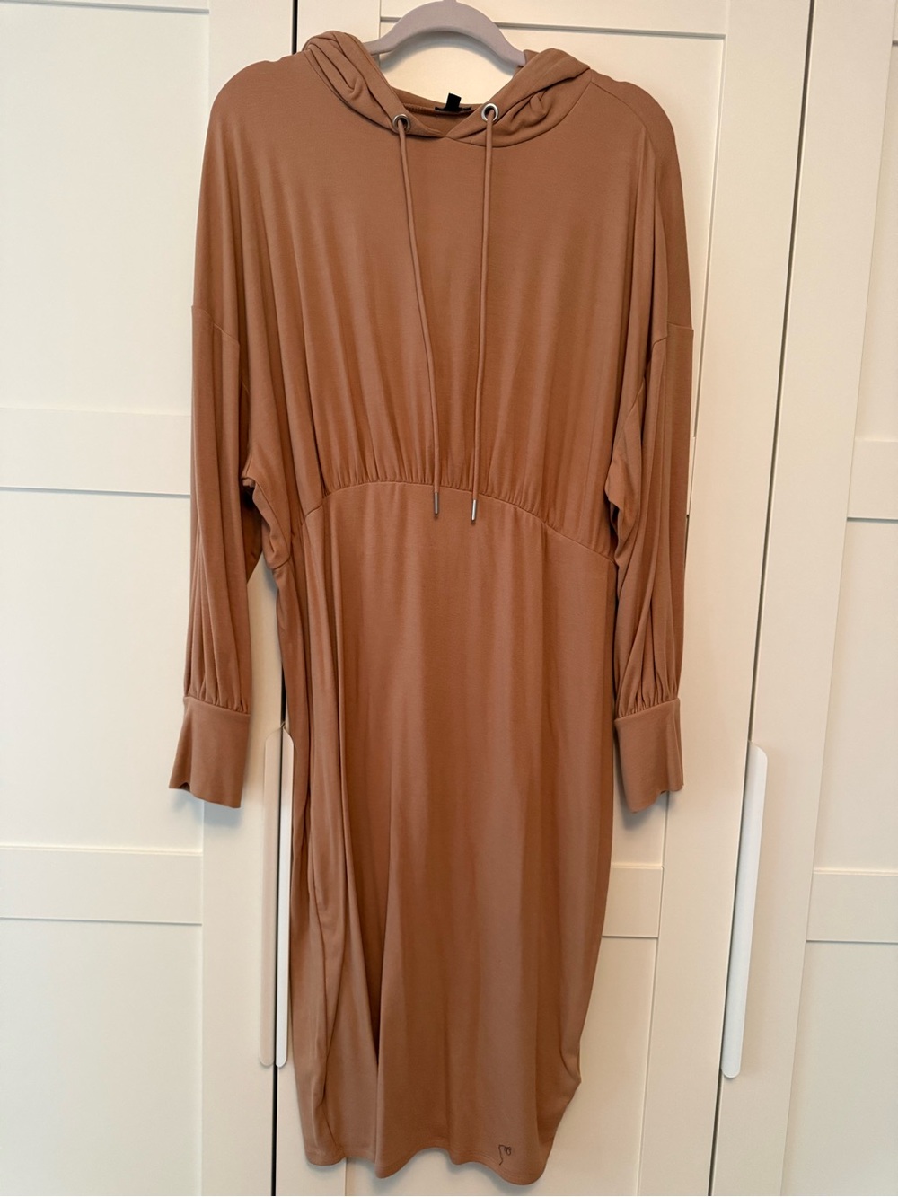 Express Camel Midi Hoodie Dress, XL
